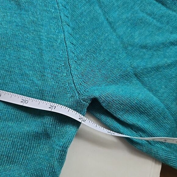 Turnbury Extra Fine Merino Wool Sweater Large Green Men's V-neck - Picture 7 of 7